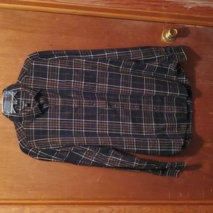 George Men's button down long sleeve plaid shirt